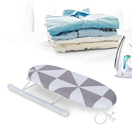 Qirg Tabletop Ironing Board, Retractable Adjustable Sleeve Cuffs Collars Space‑Saving Mini Ironing Board Foldable Removable Washable Ironing Table With Iron Rest Folding Legs(Fashion Square Grid) #TOP4