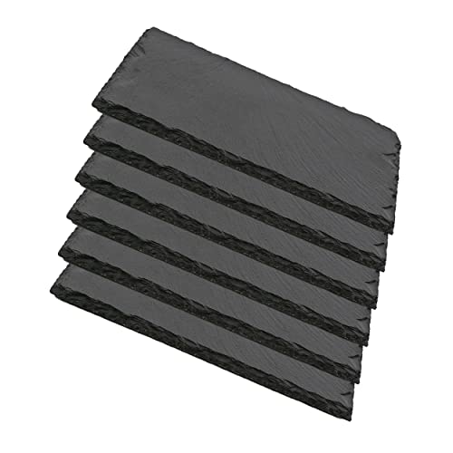 Tablas de Pizarra Premium | Platos de Piedra Negra para Aperitivos | Bandejas de Sushi y Tapas | Estilo Moderno | Resistente al Desgaste| Ideal para cualquier Evento | 14x22x0.6 cm | 6 Unidades