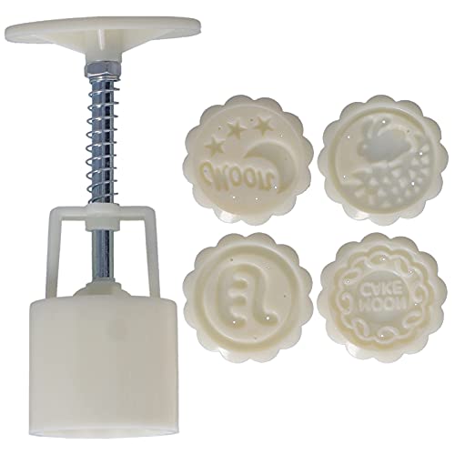 Fyearfly Moule à gâteau de lune 50 g, outil de cuisson facile pour desserts et biscuits, 4 tampons