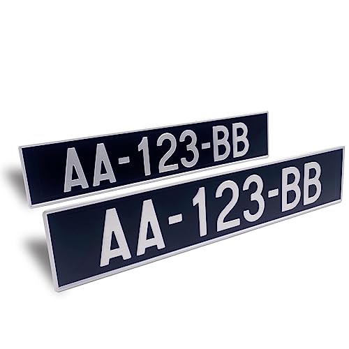 2 Plaques d’immatriculation Collection pour Voiture - Plaques Auto Aluminium - Collection Noire - 520 x 110 mm - résistance aux Chocs, aux intempéries et...