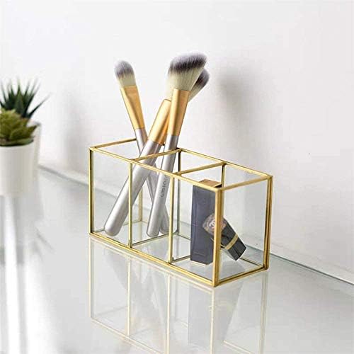 Ruhi Collections Metal and Clear Glass Cosmetic Organiser with 3