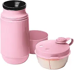 Sanremo - Conjunto de Garrafa Térmica de 250 ml e Pote Plástico com Divisória para Leite em Pó de 280ml, Linha Termic