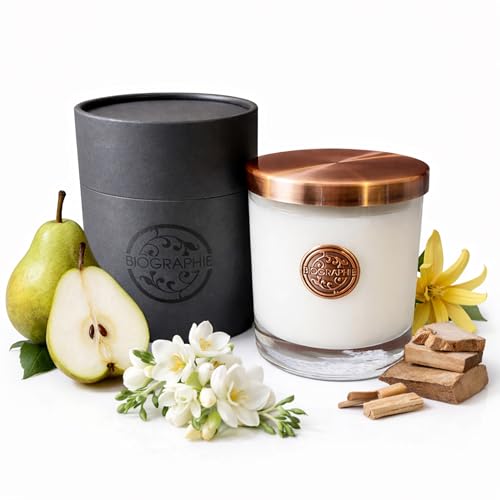 English Pear & Freesia Candle | Non Toxic | Clean Burning | Highly Scented Luxury Pear and Freesia Candle | 50+ Hrs Burn Time (210g)