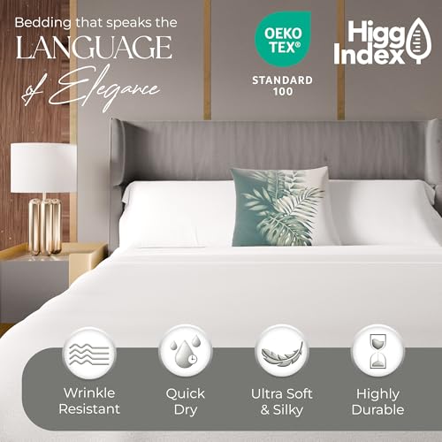 image for SUPREME ELEGANCE 1200 Thread Count Queen Size Sheets Set White, Ultra 