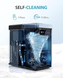 Aeitto Nugget Ice Maker Countertop, Pellet Ice Machine Soft Chewable Ice 40lbs/Day, One-Click Operation, Auto Self-Cleaning Crushed Ice Makers Stainless with Scoop for Home/Kitchen/Office (Grey)