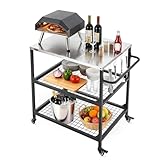 VEVOR Grillwagen Outdoor 80x61 cm (Tischplattengröße), Rollbarer Grilltisch mit seitlichem Griff & 2 Gitterablagen & 4 Rädern, Grillvorbereitungstisch Servierwagen für Picknick Küche Garten