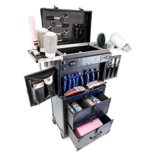 SKREOJF Custodia cosmetica Beauty Manicurist Stand Alluminio Travel Travel Wheel Storage Cosmetic con SCHECH Lime SCHEDE (Color : Blue, Size : 38x25.5x82cm)