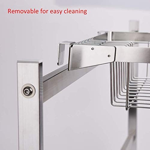 KEuLen Scolapiatti Da Appoggio Stainless Steel Drainer Display Shelf,Countertop Space Saver Stand Tableware Organizer With Utensil Holder - immagine 5