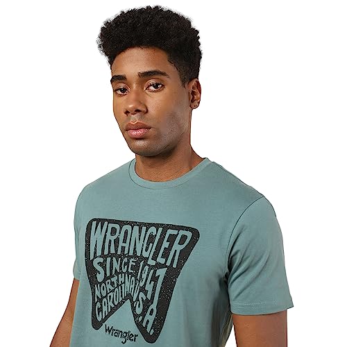 Image of Wrangler Men's Graphic Print Green T-Shirt (Regular)