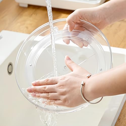 NBBENG 2 Pack Lazy Susan Turntable Cupboard Organiser, 360°Rotating Spice Racks for Kitchen Cabinet, Fridge and Pantry Organizer, 23.5 X 3.6cmClear Acrylic Revolving Condiment Holder﻿ - Image 3