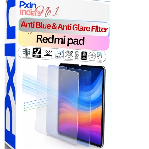 Image of Pxin Tablet Anti Bluelight and Anti Glare Screen Guard compatible with Redmi pad | BLUV Lightblock Tech | Scratch Proof | Prevents bluelight | Eye Protection | No Dry Eyes
