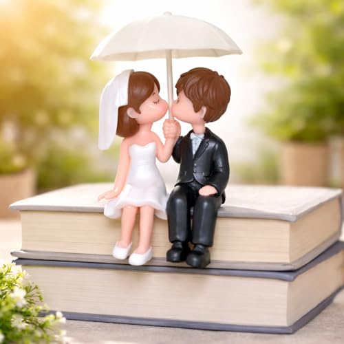 Image of CraftVatika Valentine Gift for Girlfriend Boyfriend, Husband Wife, Valentine Love Couple Under Umbrella Romantic Miniature Statue Showpiece, Birthday Gift Propose Day Gift for Woman