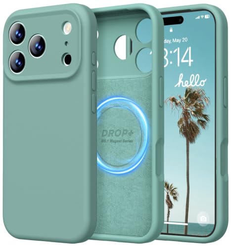 Image of LOVE 3000 Designed for iPhone 17 Pro Max Case, Premium Silicone [Compatible with Magsafe][Soft Anti-Scratch Microfiber Lining] Shockproof Protective Phone Case for Men Women 6.9 inch, Pine Green