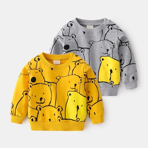Kids Boys Cute Sweatshirts Bear Graphic Long Sleeve Crewneck Hoodies Y2K Cotton Pullover Shirts Fall Winter Clothes4