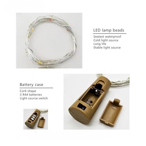 Image of Amster 20 LED Wine Bottle Cork Lights, Copper Wire String Lights (Warm White) - Battery Operated Decorative Fairy Lights for DIY, Diwali, Party, Wedding, Christmas, and Home Decor (Pack of 4)