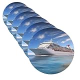 6 posavasos para bebidas, posavasos para tazas, playa, crucero, barco, divertido tapete de 4 pulgadas, posavasos de cuero para bebidas, impermeable, bar, cerveza, juego de posavasos para decoración