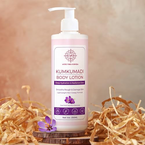 Image of Kumkumadi Body Lotion, Deep Hydration, Rapire & Smooth Damage Skin wth Saffron and Turmeric for All Seasons- 500ml