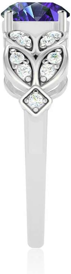 Natural Tanzanite and Diamond Ring – Solid 14K Gold or 925 Sterling Silver – December Birthstone Engagement Ring – Leaf Design Fine Jewelry for Women