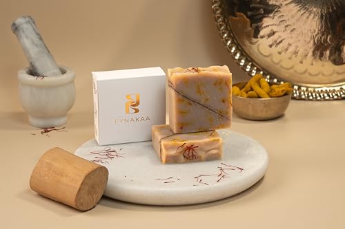 Image of Kesar Chandan Soap | Handmade Cold Processed Soap for Skin Brightening & Exfoliation | Natural, Organic & Paraben-Free | Sandalwood Bar with Added Saffron | For Men & Women, All Skin Types (100gms Pack Of 1)