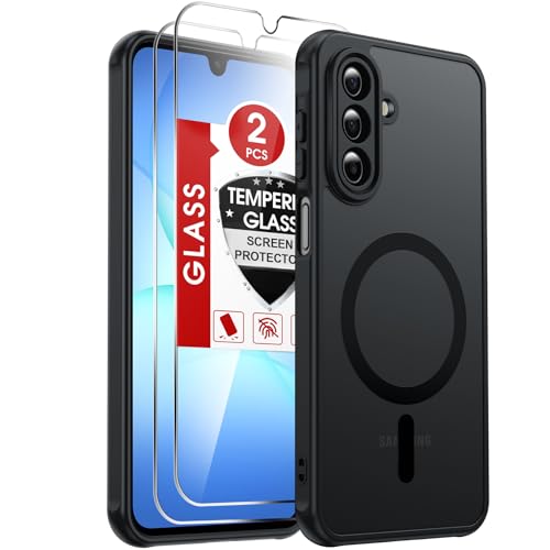 LeYi for Samsung Galaxy A17-5G Phone Case: Samsung A17 5G Case [MagSafe Fit] with [2 Packs] Screen Protector, Camera Bump Protection Slim Translucent Military Grade para A17 Samsung Phone Case, Black