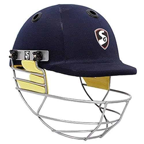 Image of SG BLAZETECH Cricket Helmet | Navy Blue | Size: Extra Large | For Men & Boys | Adjustable Steel Grill | Back Support Strap | Lightweight approx 450g
