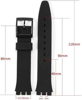 Flexible Rubber Replacement Watch Band Waterproof Sporty Adjustable Silicone Watch Strap for Swatch