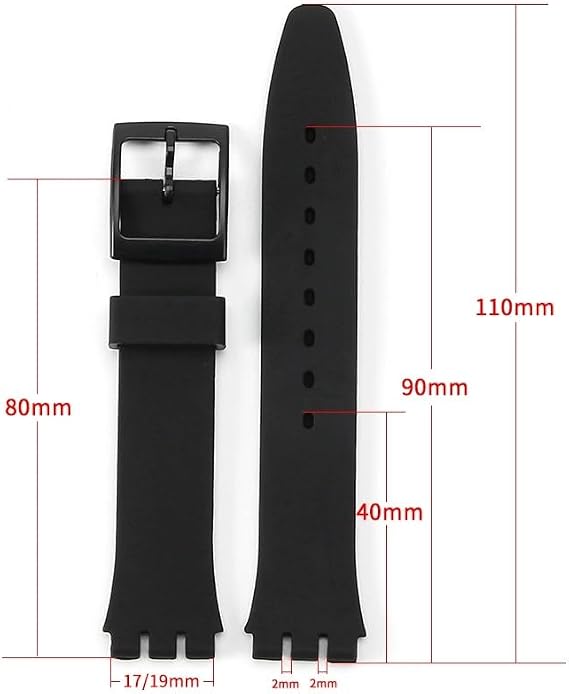 Flexible Rubber Replacement Watch Band Waterproof Sporty Adjustable Silicone Watch Strap for Swatch