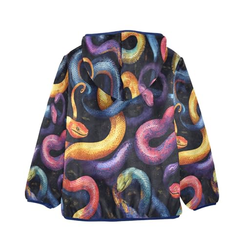 Abstract Snakes Watercolor Toddler Fleece Jacket Girl Boys Hooded Fleece Jacket Coat Warm Outwear Zip-up 3-10T2
