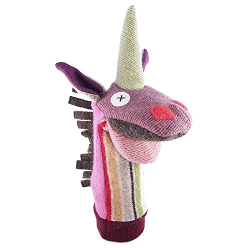 Cate and Levi - Hand Puppet - Premium Reclaimed Wool - Handmade in Canada - Machine Washable (Unicorn)