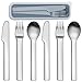 Cubiertos Pleafind de 6 piezas para viajes, cubiertos de camping de acero inoxidable, cubiertos de viaje para 2 personas con estuche, cuchillo, tenedor, cuchara, cubiertos para exteriores (plata)