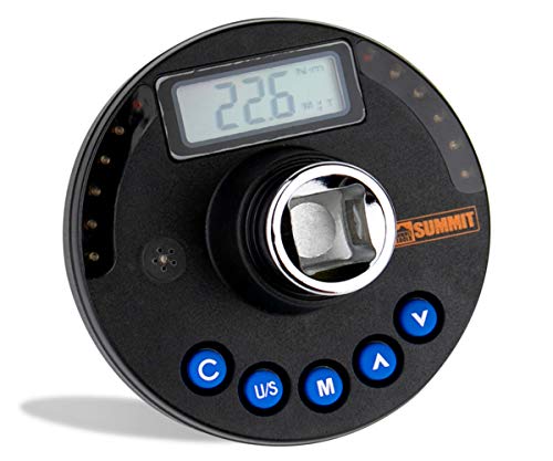 Summit Tools 1 2 inch Digital Angle Torque Adapter, 5-99.5 ft-lbs Torque Range, 1-360° Angle Range, Buzzer and Sequential LED Indicator, 50 Memroy Slots (AD4-135CN)