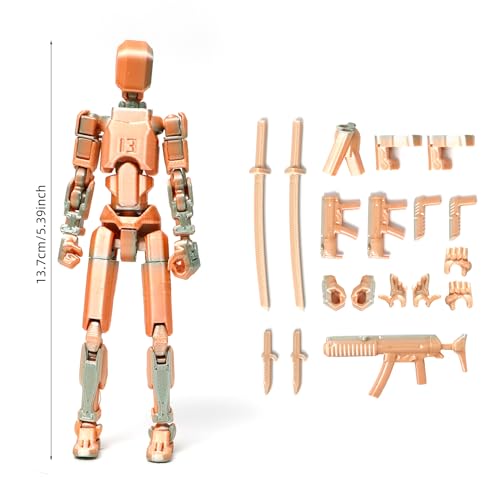 EIMONEY 5PCS Assembly Completed T13 Action Figure,3D Printed Multi-Jointed Movable,2024 New Movable Robot Dummy13,Lucky 13 Action Figures,Desktop Decorations,Creative Gifts (5PCS-Color (A+B+C+D+E))