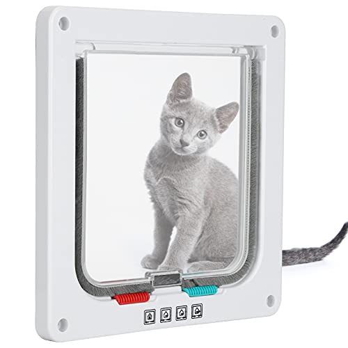 Porta para animais de estimação para cães e gatos, trava giratória de 4 vias com fechamento magnétic