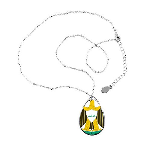 Collier Irak emblème national avec pendentif goutte en métal pour homme et femme