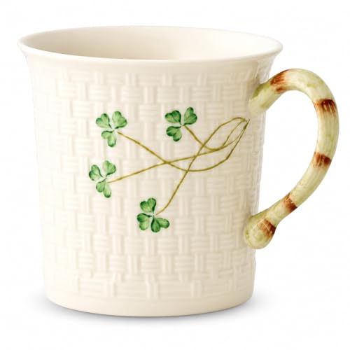Taza de café irlandesa Belleek Classic 11 oz blanca miniatura 1