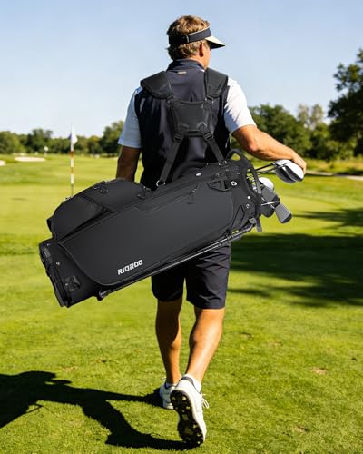 RIOROO 14 Way Golf Stand Bag, Men Women Lightweight Golf Bag with Individual Full-Length Dividers, 9 Tactical Pockets, Cooler Pocket, Rain Cover Ergonomic Dual Strap for Easy Carry