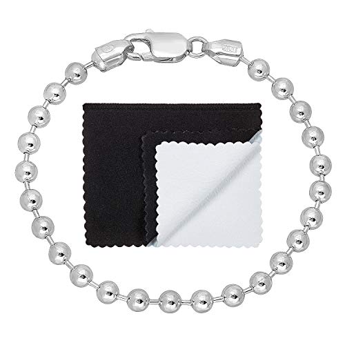 5Mm Solid .925 Sterling Silver Military Ball Chain Bracelet, 8 Inches #TOP1