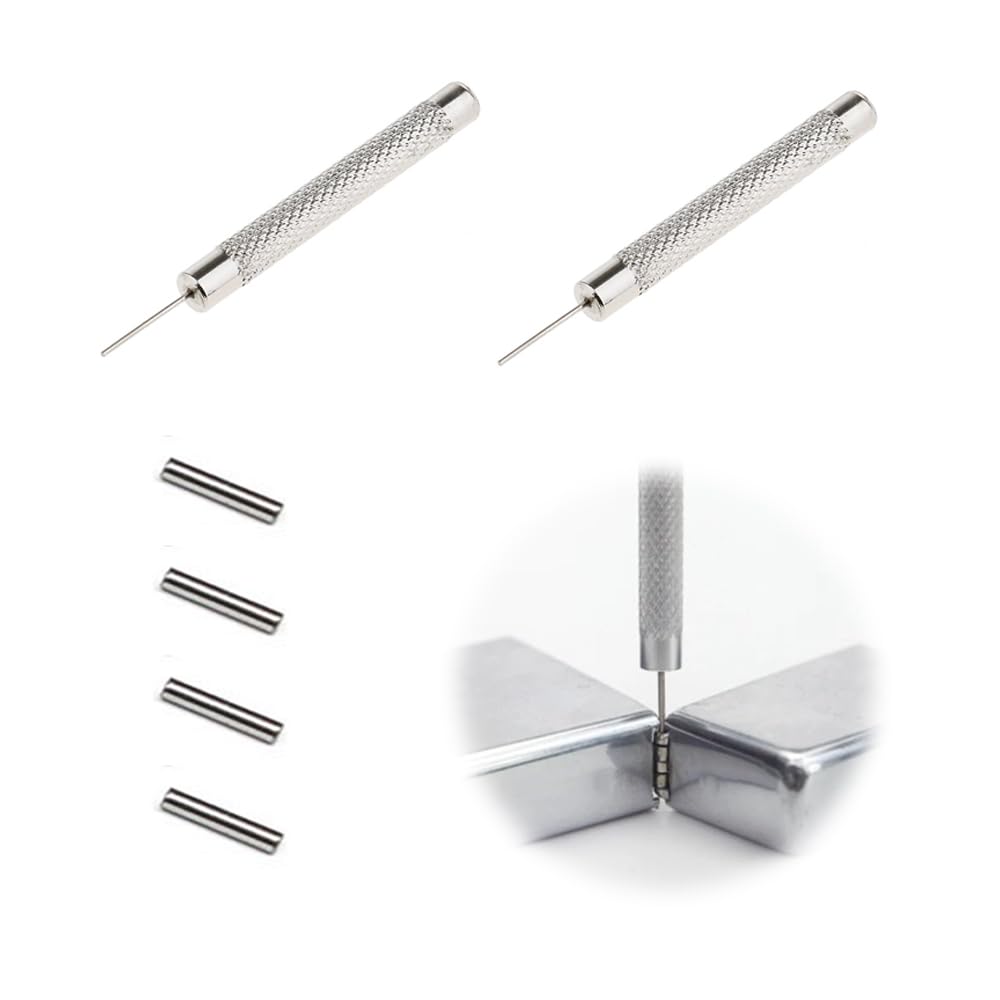 MILANQW オイルライター修理用4本セットヒンジピンライター修理部品バンド修理キットピンロッド（1.0 mm）工具長8 mm直径1.2mm 交換 補修 シルバー 汎用モデル ﻿