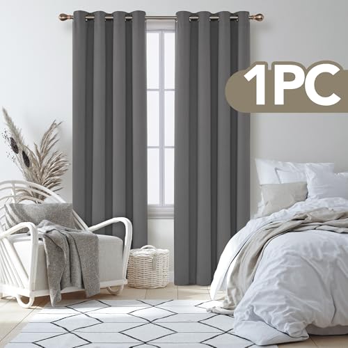 Deconovo Front Door Curtain Thermal Insulated Energy Efficient Eyelet Blackout Curtains for Bedroom Living Room 66 x 84 Inch Drop Light Grey 2 Panels - Image 2