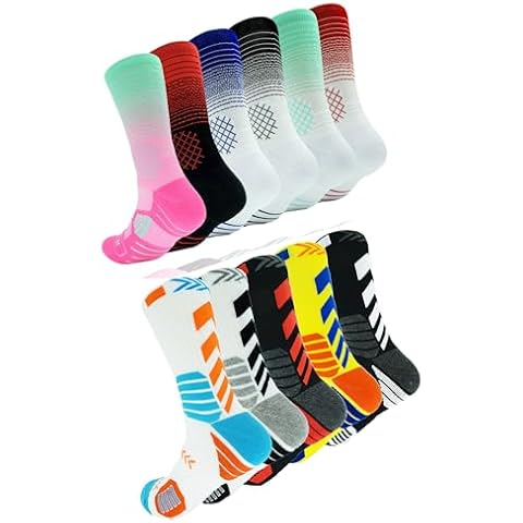 YWSLRC 11 Pairs Athletic Crew Socks performance Colorful Soft Cushion Sport Basketball Hiking Socks Cover