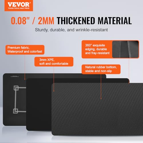 VEVOR Pokermatte Pokertischplatte, 180 x 90 cm Pokertischauflage, 6–8 Spieler, Faltbare Pokertischplatte mit Tragetasche, wasserdichter Pokerteppich für Pokerspiele, Pokerraum, rechteckig, schwarz