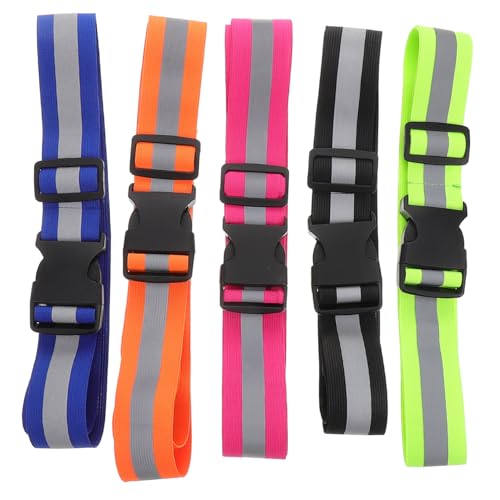 GOOHOCHY 5Pcs Reflective Belt for Night Running Cycling High Visibility Elastic Waist Bands for Fitness Safety Girdle for Outdoor Activities User Friendly Design