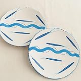 Artisanat authentique peint à la main - Assiette plate en céramique de 32 cm réalisée dans le style Vietrese avec décoration marine représentant des poissons bleus inspirés des couleurs et des traditions de la côte amalfitaine.