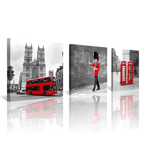 NAN Wind 3 Pcs Modern Giclee Canvas Prints London Black
