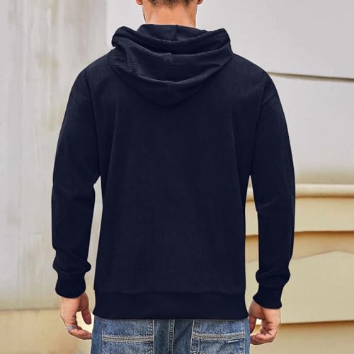 Mens Hooded Sweatshirts Long Sleeve Casual Corduroy Drawstring Sweatshirt Lightweight Fall Fashion Solid Hoodies2