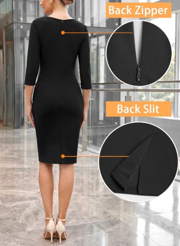 Image of VFSHOW Womens Work Business Office Zipper Up Slim Bodycon Sheath Dress
