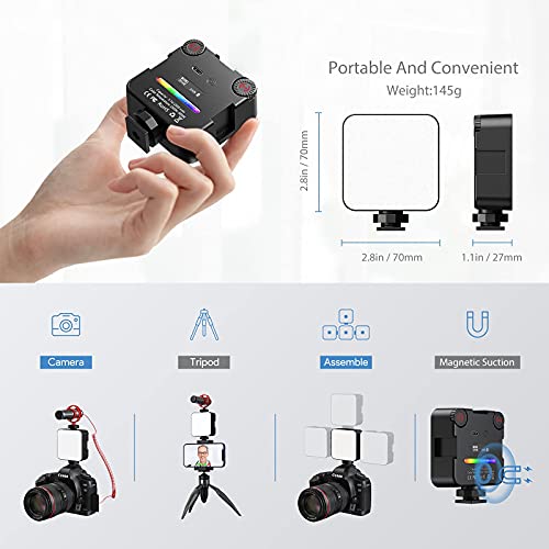Videoleuchte Led, Behozel RGB KameraLicht mit 2500mAh Akku,84 Lichtperlen Dimmbare filmlicht 2500K-9000K,360 Farben CRI95,Zurück Magneten VlogLicht,Dauerlicht Fotolampe,Mini Videolicht,30 Blitzeffekte – Bild 7