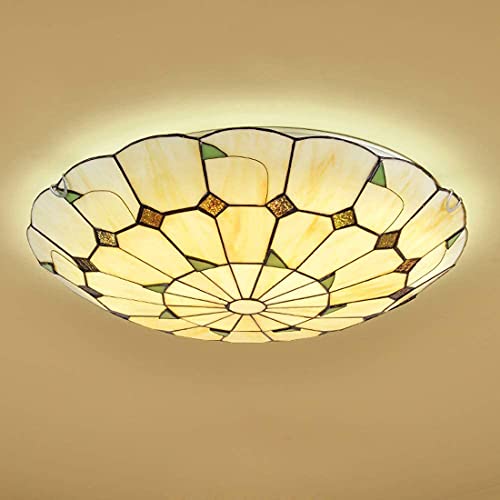 Deckenleuchte Vintage Glas Lampe Deckenlampe Runde Retro Mittelmeer Design E27 Deckenbeleuchtung Landhaus Rustikale Esszimmer Wohnzimmer Schlafzimmer Küche Flur Treppe Modern Wandleuchte Ø30CM