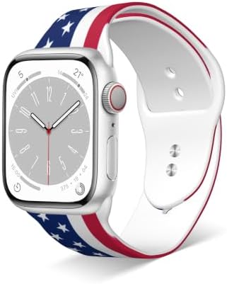 2pcs American flag elements Watch Band Silicone Replacement Wrist Strap For Apple Watch 38/40/42/44mm Compatible Iwatch Series 1-10 Men Ladies Watch Band - 2