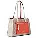 Calvin Klein Women's Hadley Tote Bag – 2 in 1, Vegan Leather, 5 Pockets, Almond/Taupe/Spicy Orange Logo, One Size